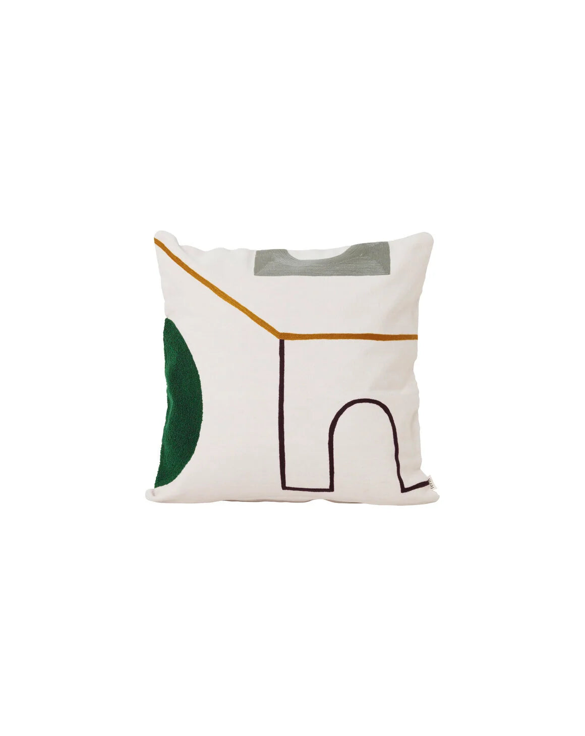 A pack shot of ferm LIVING Mirage Cushion in Gate design.