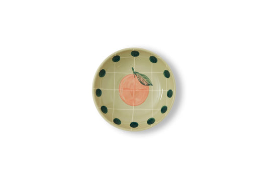 Green Bowl with Polka Dot Border 14cm