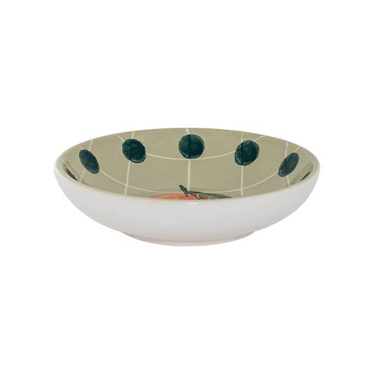 Green Bowl with Polka Dot Border 14cm