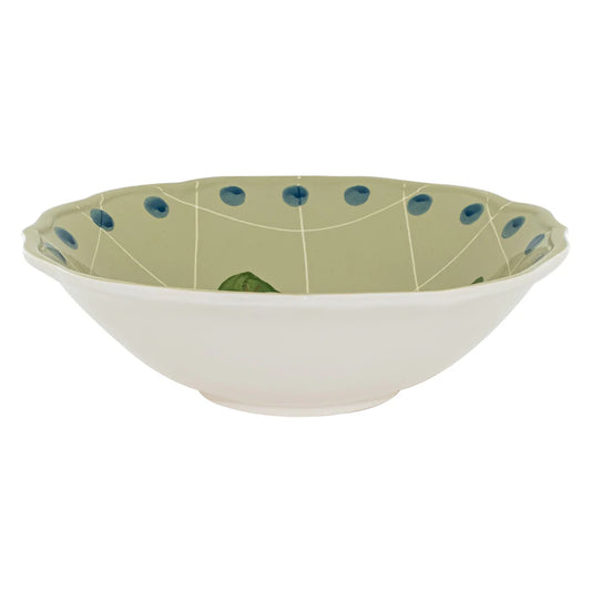 Green Salad Bowl with Polka Dot Border 27cm