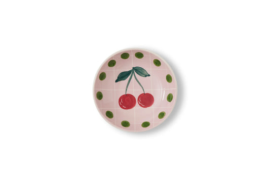 Pink Bowl with Polka Dot Border 14cm