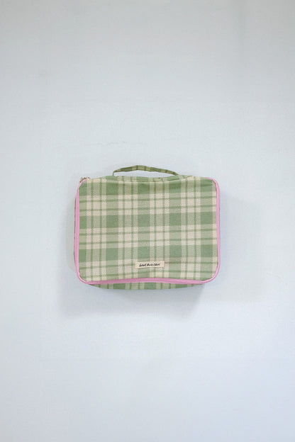 HÔTEL827 Carry On Travel Pouch in Evergreen deep green bio-washed cotton