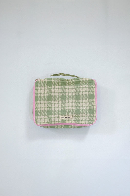 HÔTEL827 Carry On Travel Pouch in Evergreen deep green bio-washed cotton