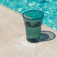 HÔTEL827 Sun Kissed Pine Green hand blown borosilicate glass cup with French typography
