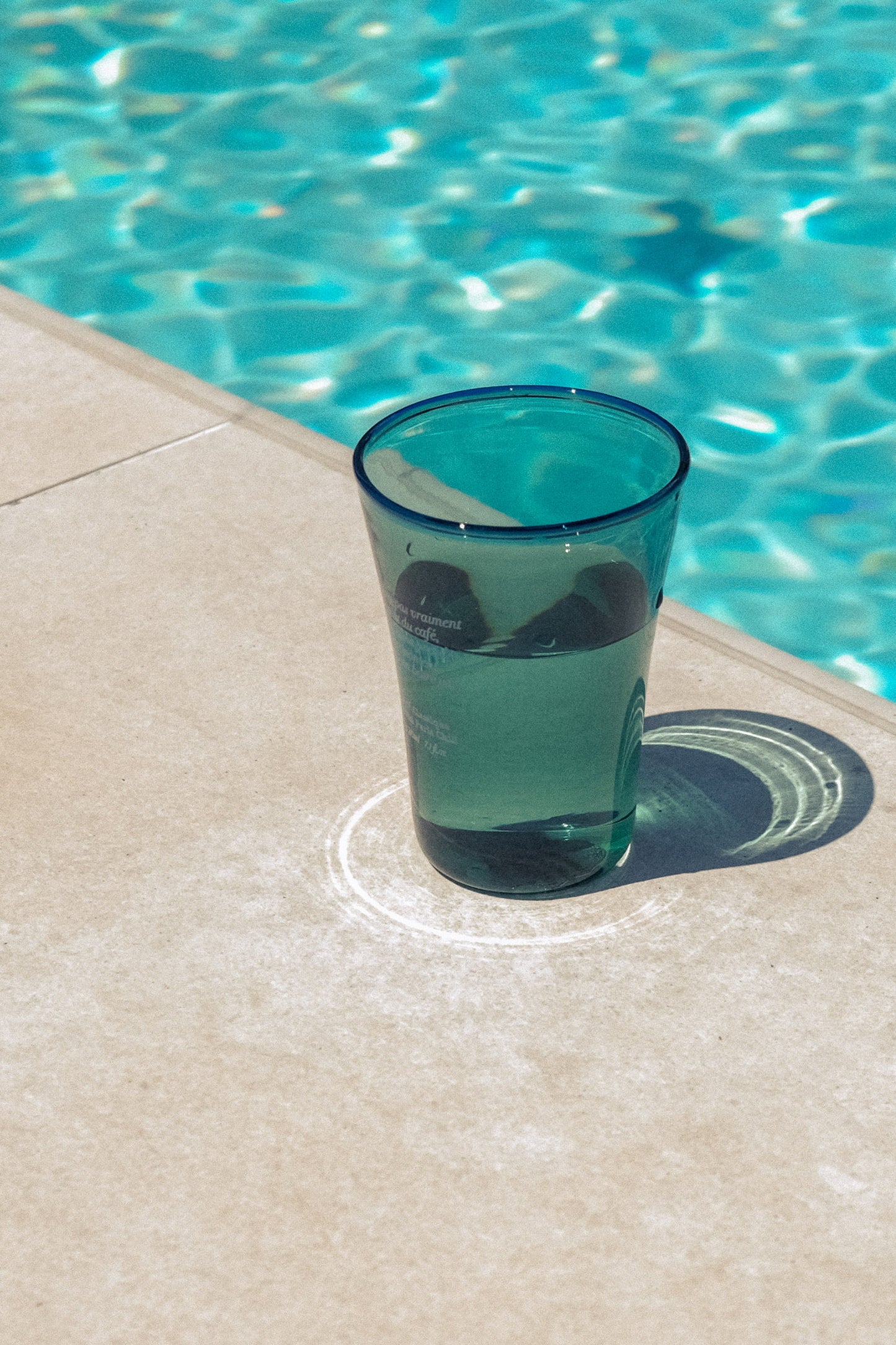 HÔTEL827 Sun Kissed Pine Green hand blown borosilicate glass cup with French typography