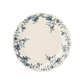 A pack shot of Studio M' Audrey 200 Plate in indigo porcelain, featuring a scalloped lace-like rim and an English garden-inspired floral relief pattern.