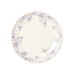 A pack shot of Studio M' Audrey 200 Plate in lavender porcelain, featuring a scalloped lace-like rim and an English garden-inspired floral relief pattern.