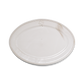 A pack shot of Studio M' Malta Oval Plate 28cm in a stunning white glaze, featuring a sleek, almond-like oval shape and an embossed vintage-style cat crest on the rim.