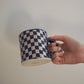 Pattern Mug Blue Silver Checkerboard