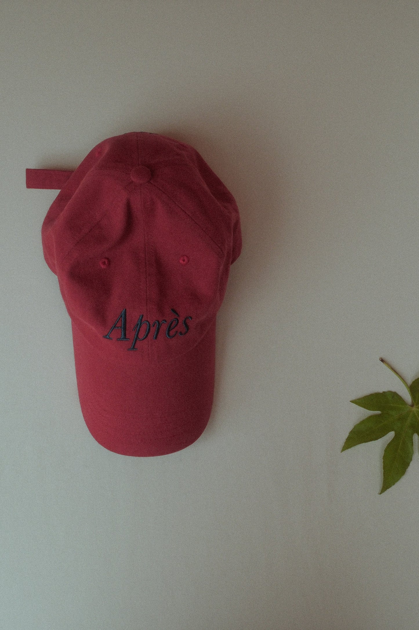 A shot of HÔTEL827 Sun Kissed baseball cap in chilli indoor.