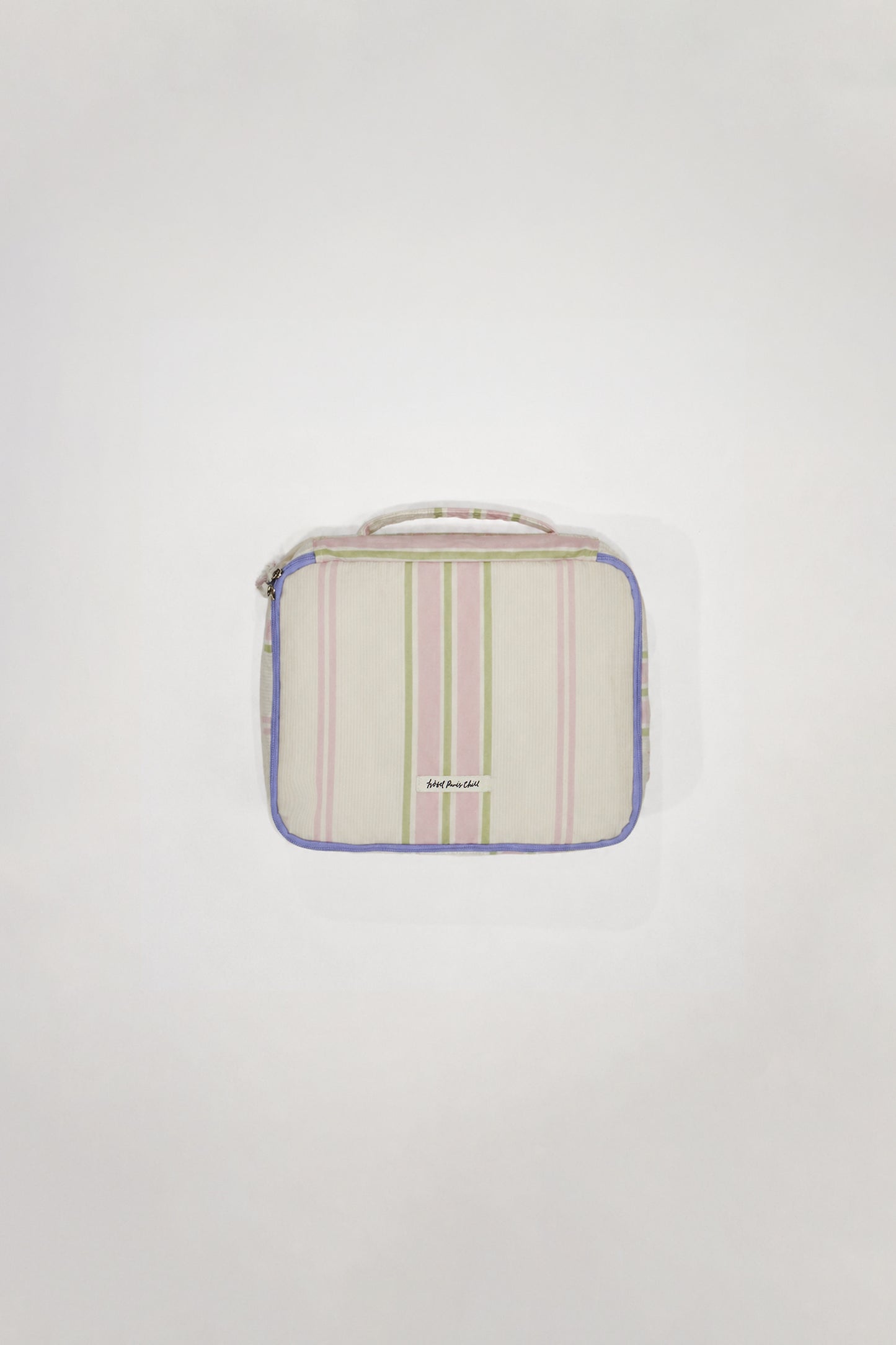 HÔTEL827 Carry On Travel Pouch in bio-washed cotton featuring Parisian typography graphic