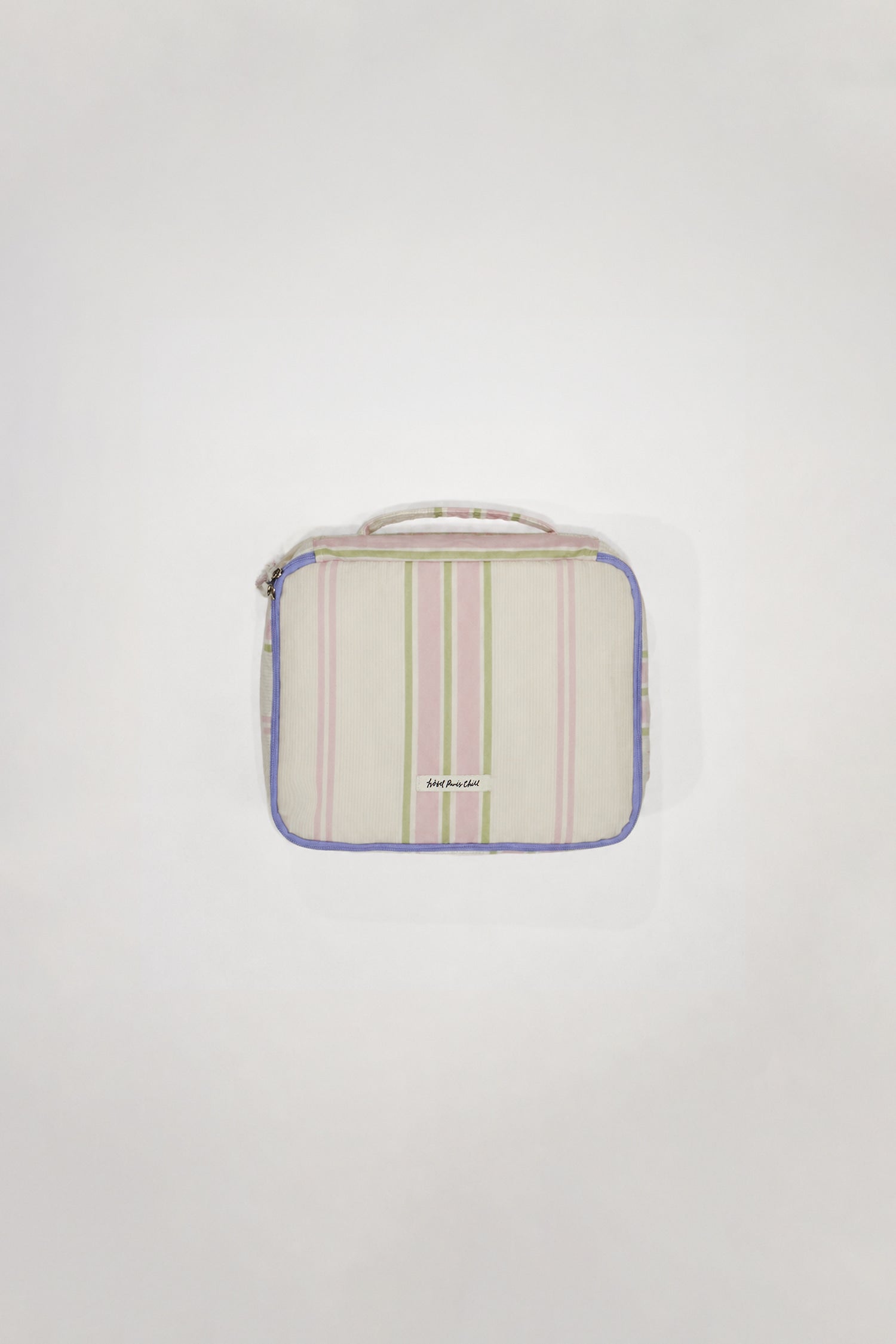 HÔTEL827 Carry On Travel Pouch in bio-washed cotton featuring Parisian typography graphic