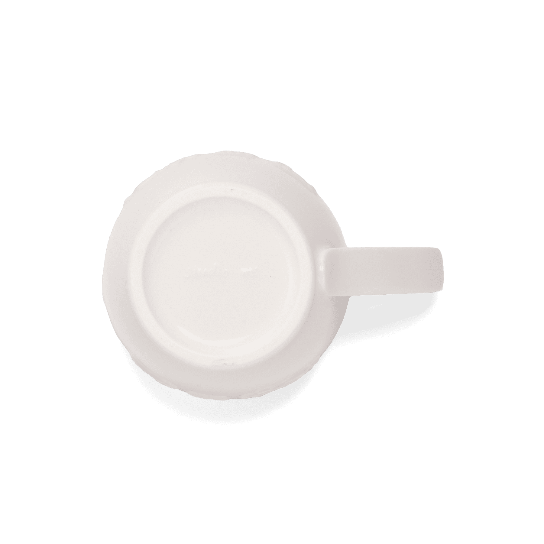 A pack shot of the base of Studio M' Creamware Latte Mug in a warm cream ceramic glaze.