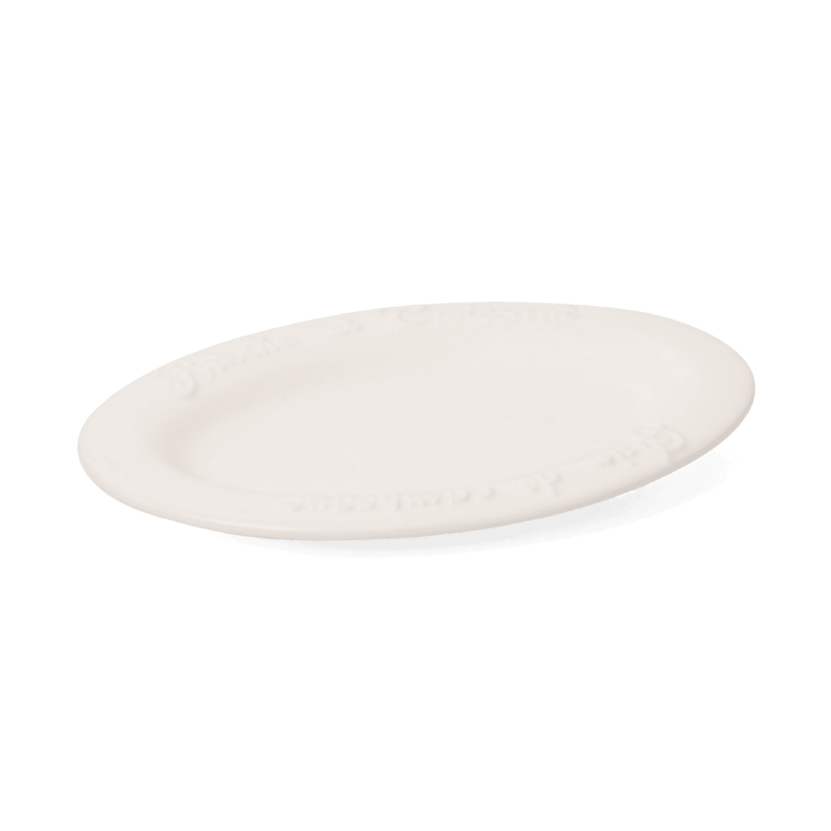 Side view of Studio M Creamware Plate L.