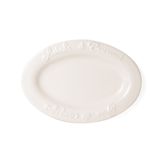 Studio M Creamware Plate L 23.5cm Japanese semi porcelain dish on white background