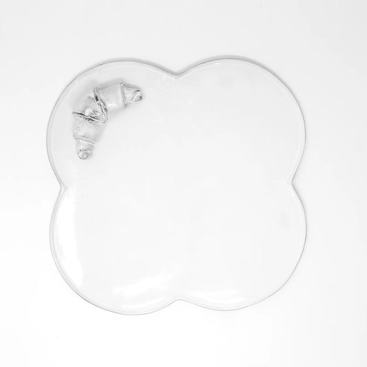 Carron Paris white glazed terracotta croissant plate.