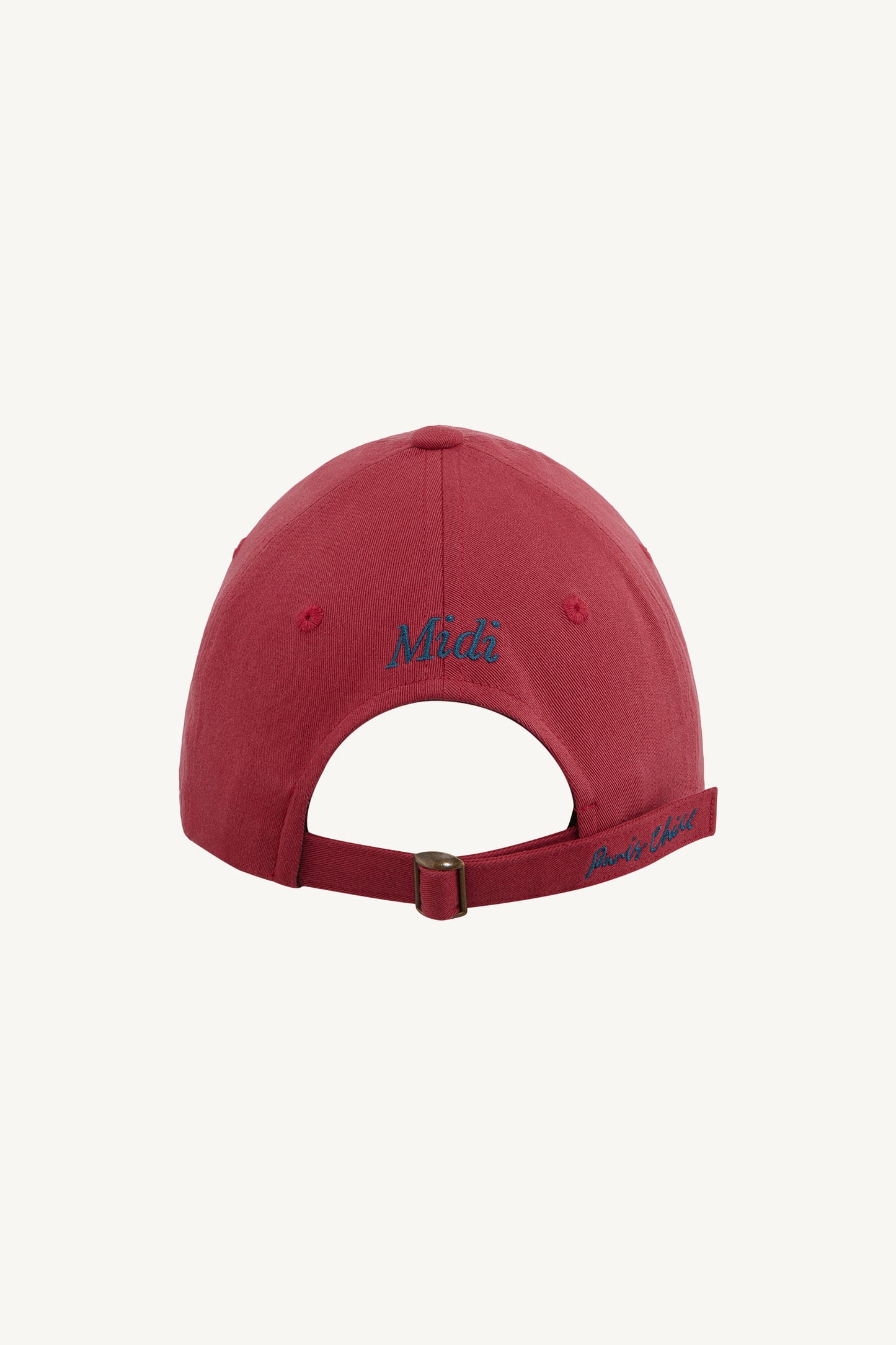 Pack shot of the back of HÔTEL827 Sun Kissed baseball cap in chilli.