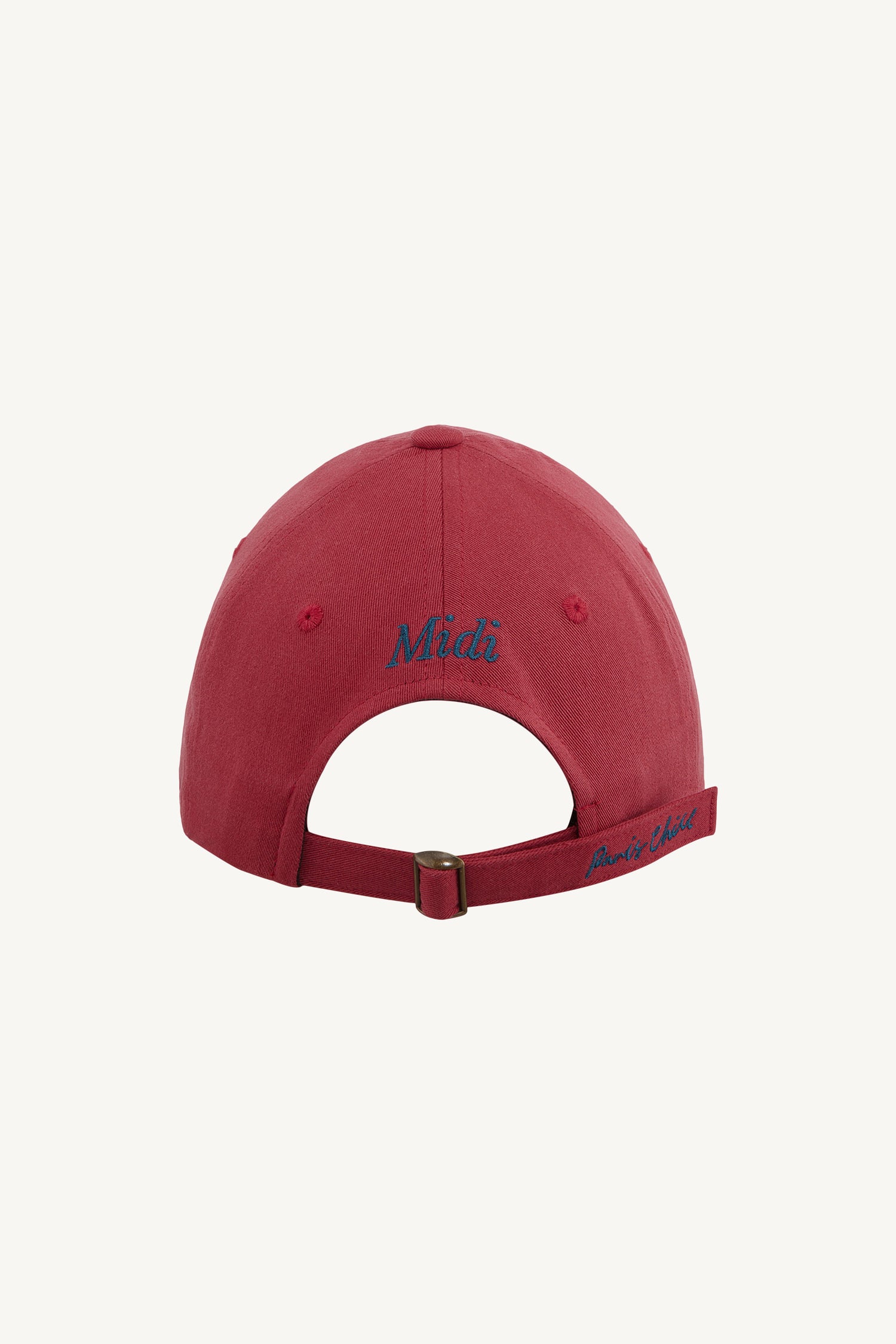 Pack shot of the back of HÔTEL827 Sun Kissed baseball cap in chilli.