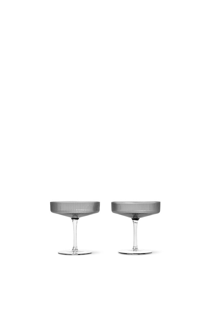 Ripple Champagne Saucers Set of 2 (Smoked Grey)