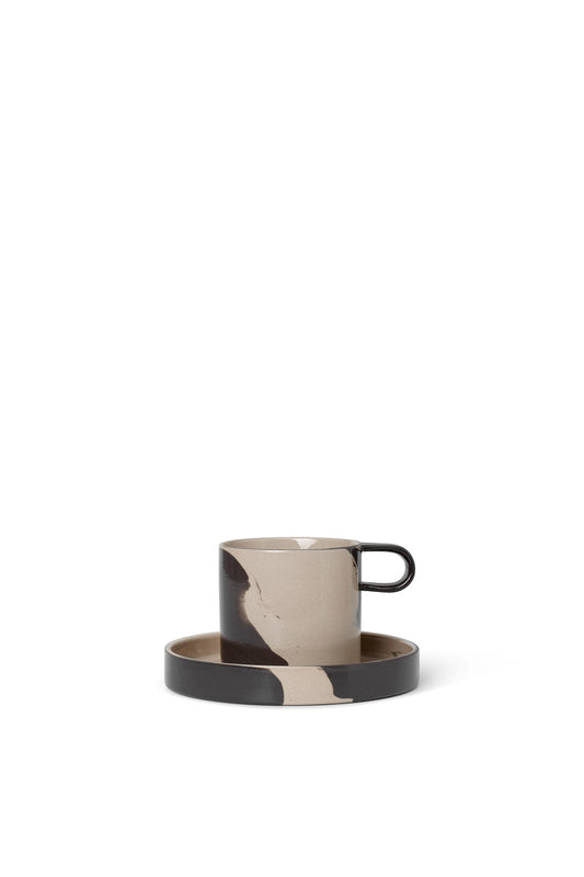 Inlay Cup with Saucer 200ml (Sand/Black)