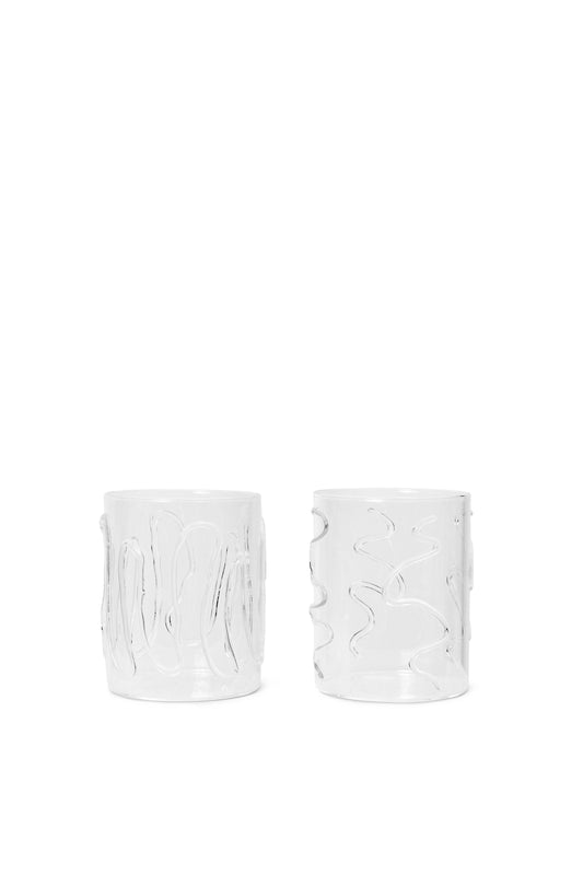 Doodle Tall Glasses Set of 2 (Clear)