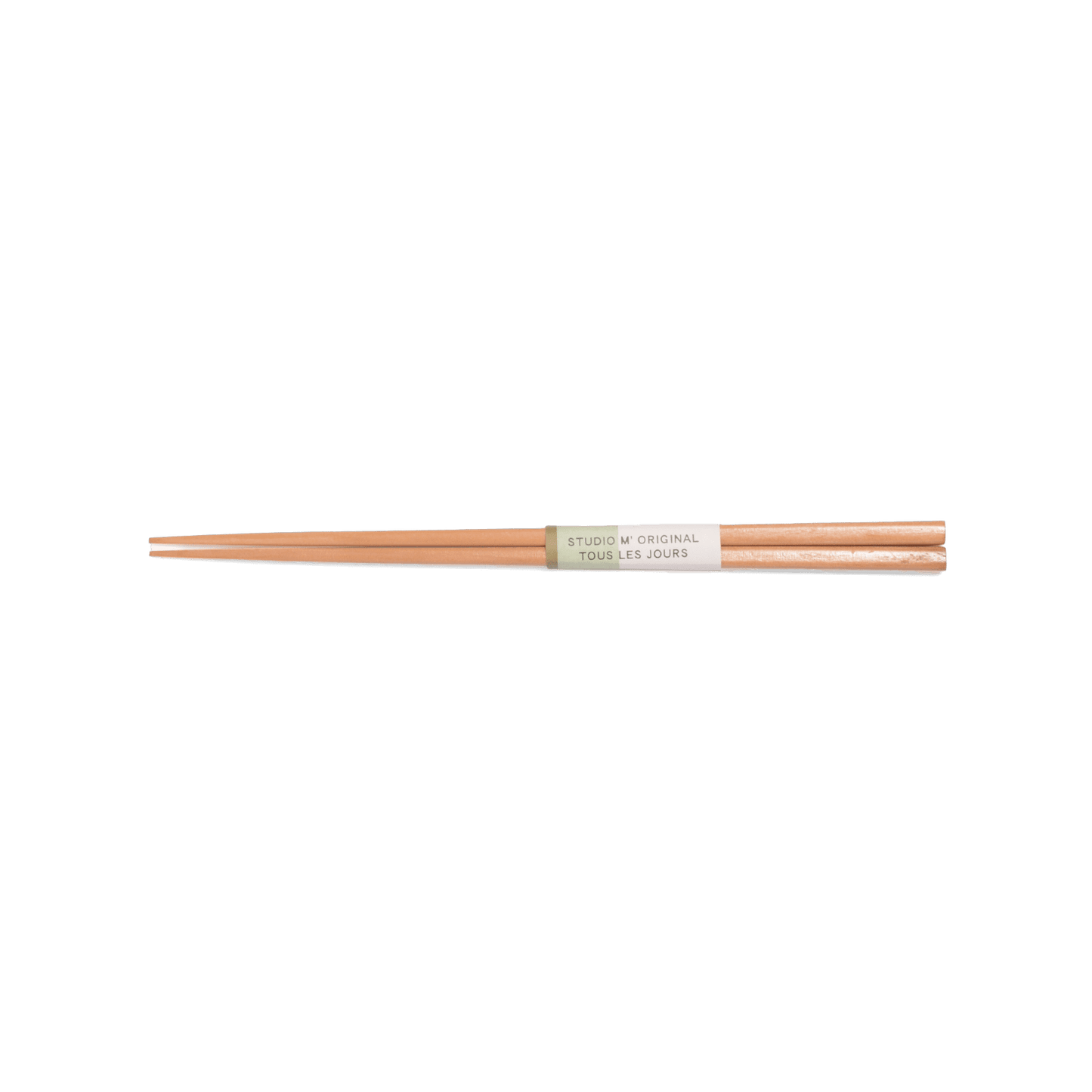 A pack shot of Studio M' Maple Chopsticks 23cm featuring a sleek, slim profile and a smooth, pale blonde natural wood grain that brings light, airy warmth to the table.