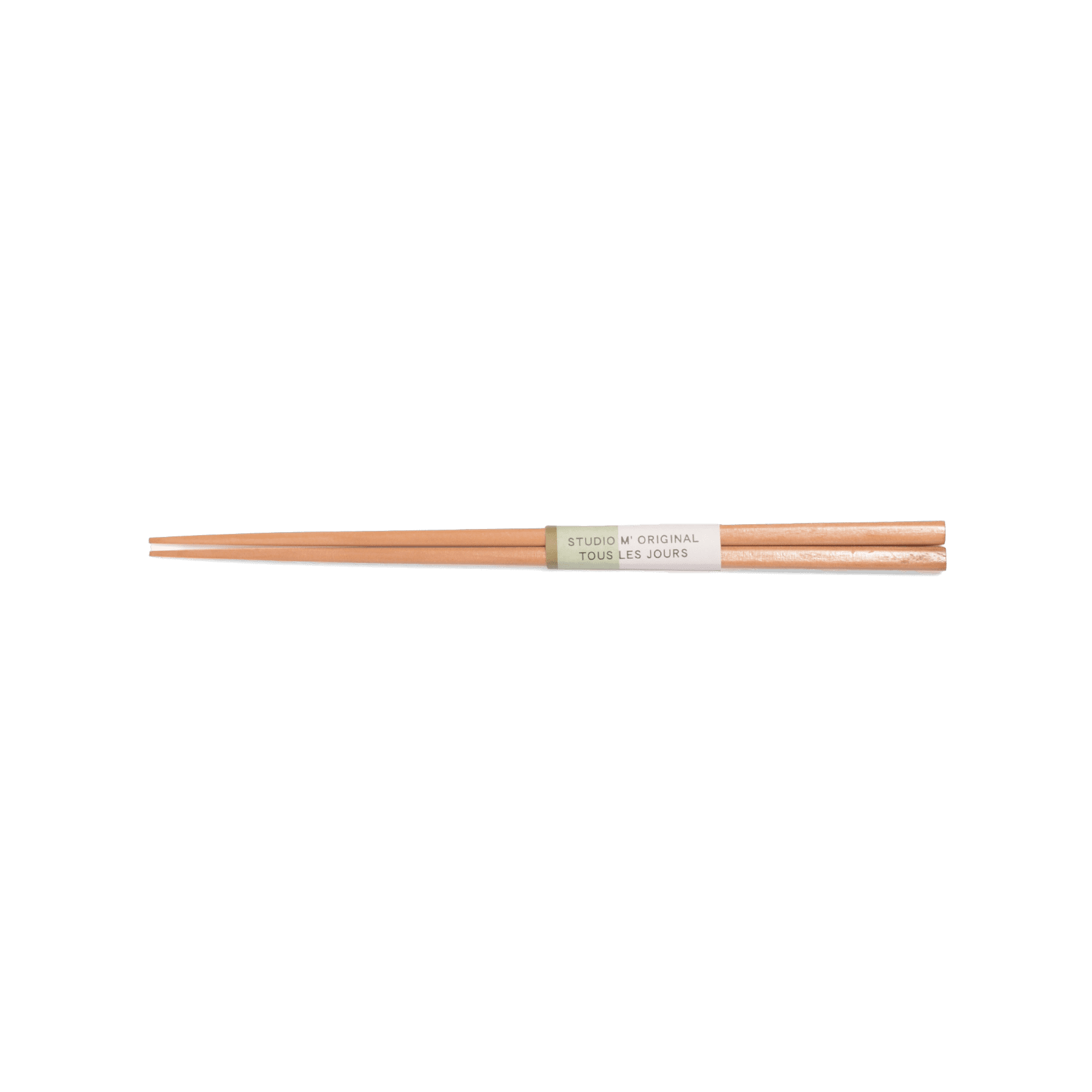 A pack shot of Studio M' Maple Chopsticks 23cm featuring a sleek, slim profile and a smooth, pale blonde natural wood grain that brings light, airy warmth to the table.