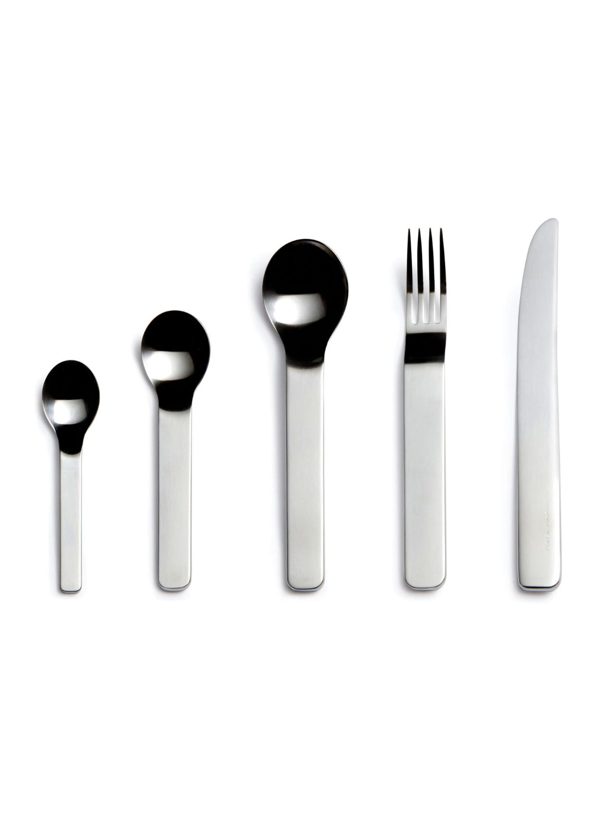 David Mellor Minimal stainless steel cutlery place setting with satin brushed finish