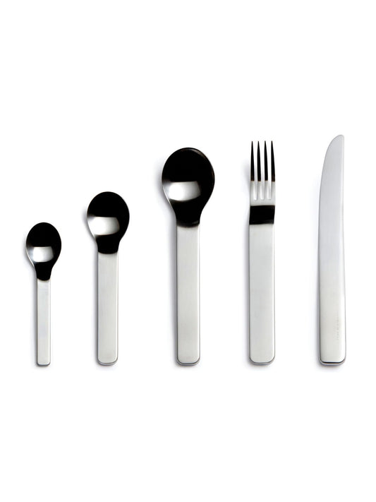 David Mellor Minimal stainless steel cutlery place setting with satin brushed finish