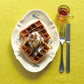 Studio M' Mignardises Plate in a beautiful smooth glaze, serving waffles at breakfast. 