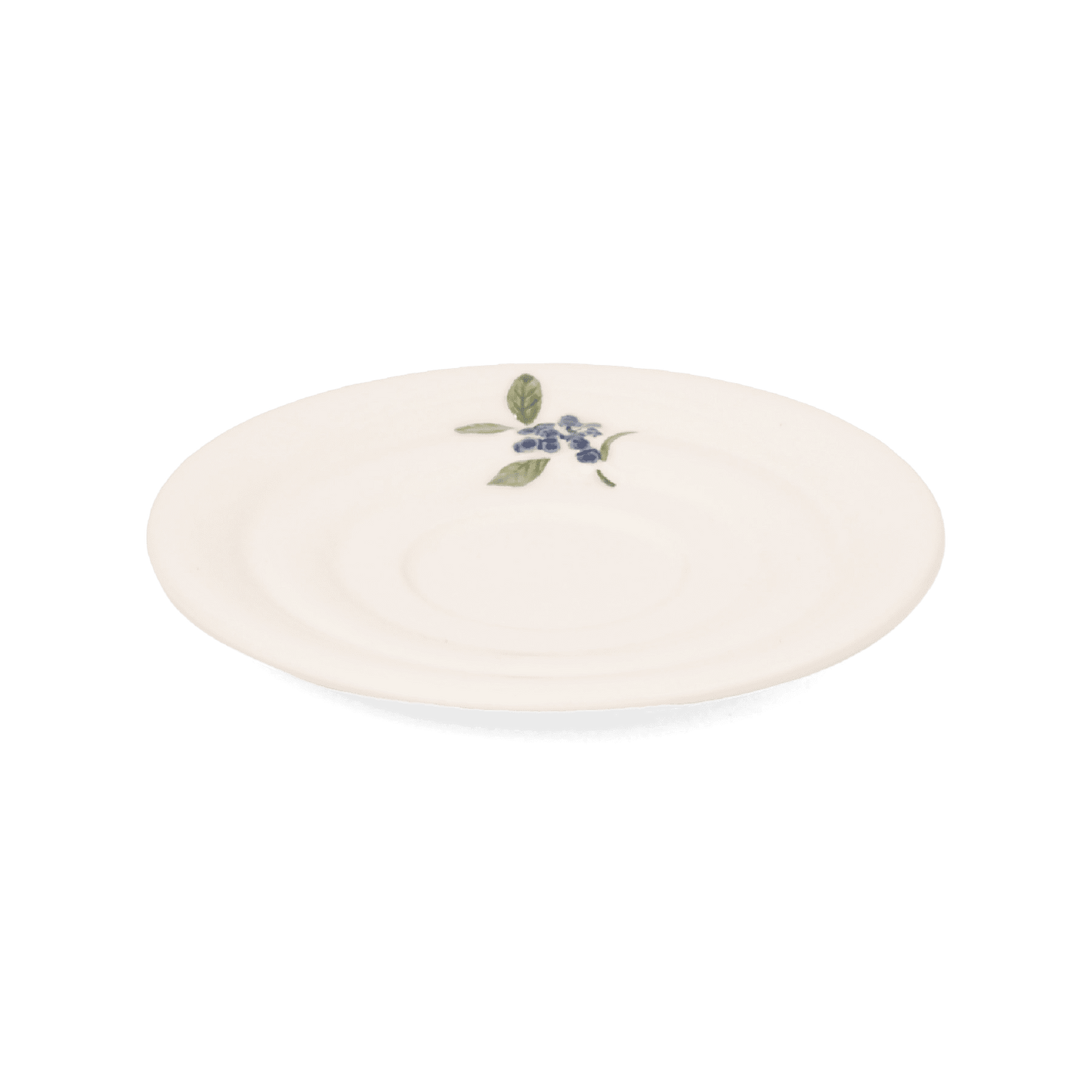 A pack shot of Studio M' Myrtille Saucer from a side angle.