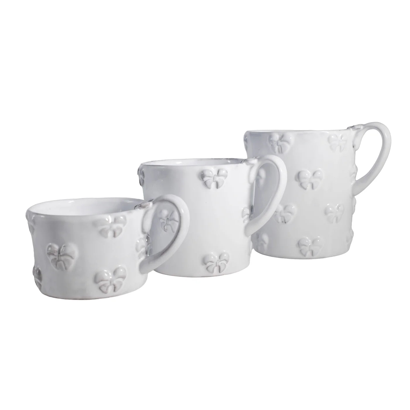 Carron Paris Nœud-Nœud Mug With Handle white bows in multiple sizes. 