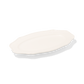 Side view of Studio M Ornata matte white 20cm oval plate.