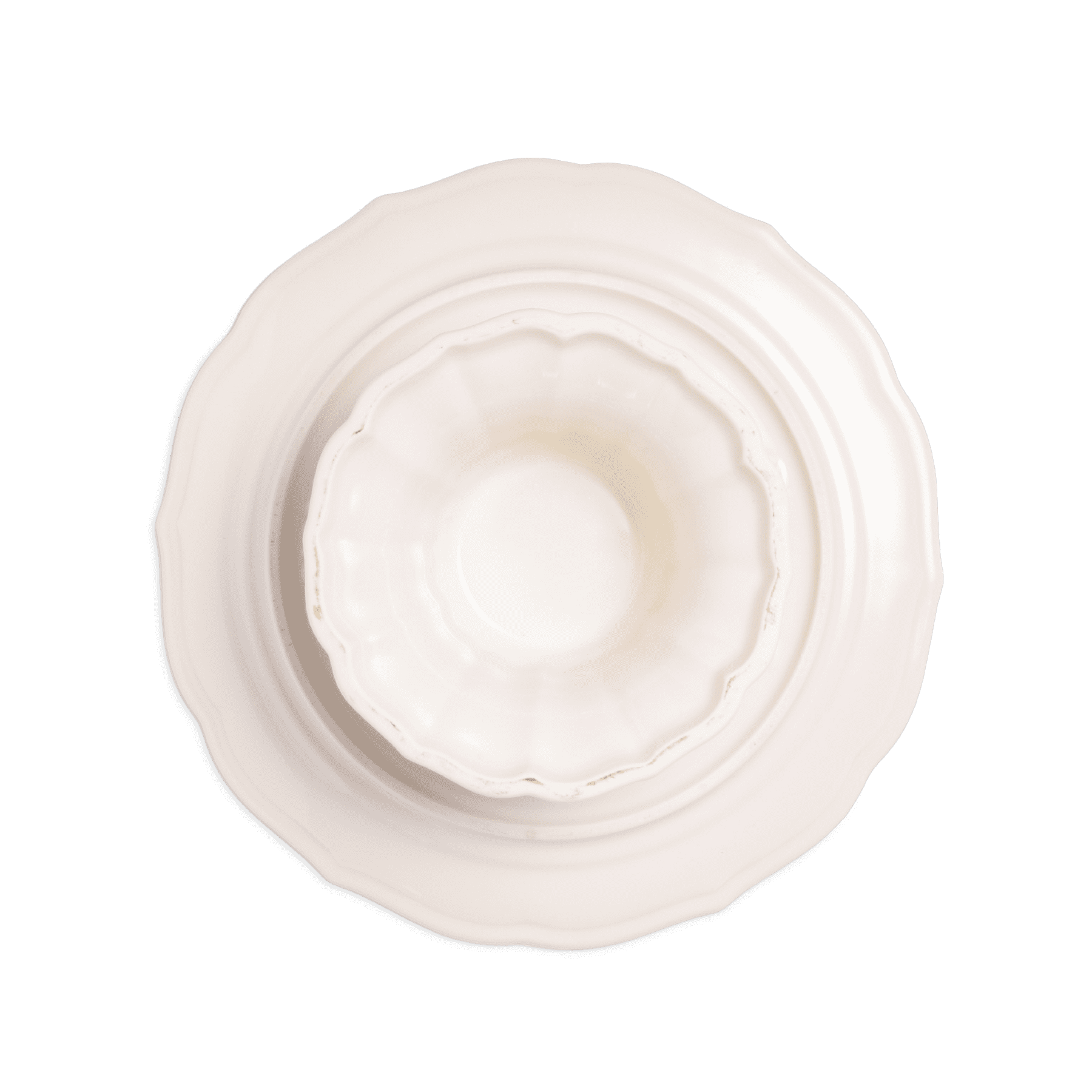 A pack shot of the base of Studio M' Parler Compote 21cm in white porcelain.