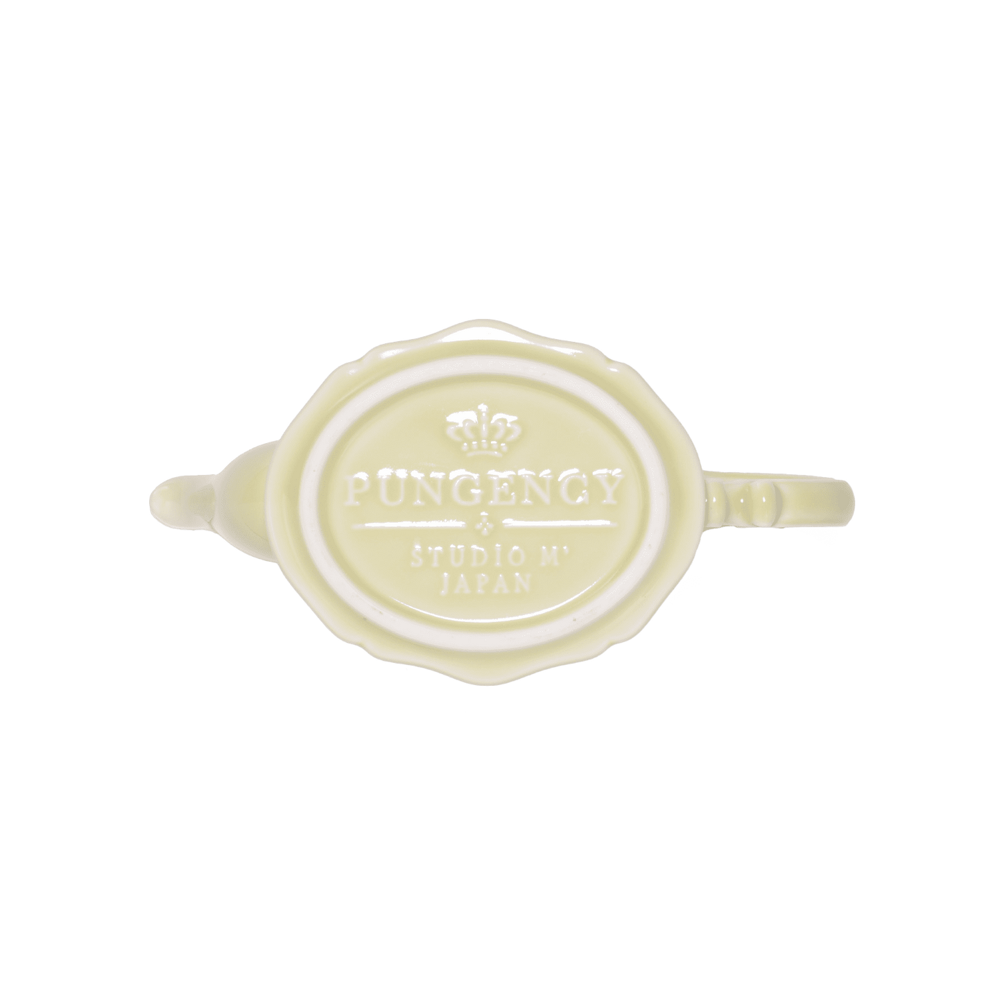 A pack shot of the base of Studio M' Pungency Teapot in a soft pale green porcelain.