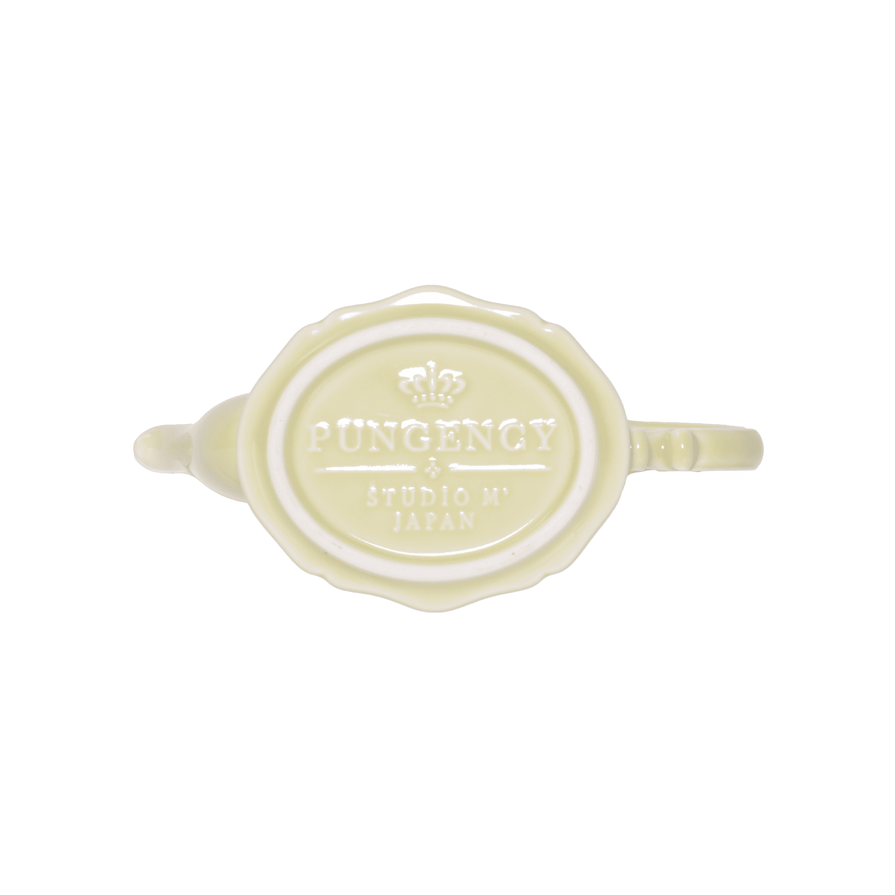 A pack shot of the base of Studio M' Pungency Teapot in a soft pale green porcelain.