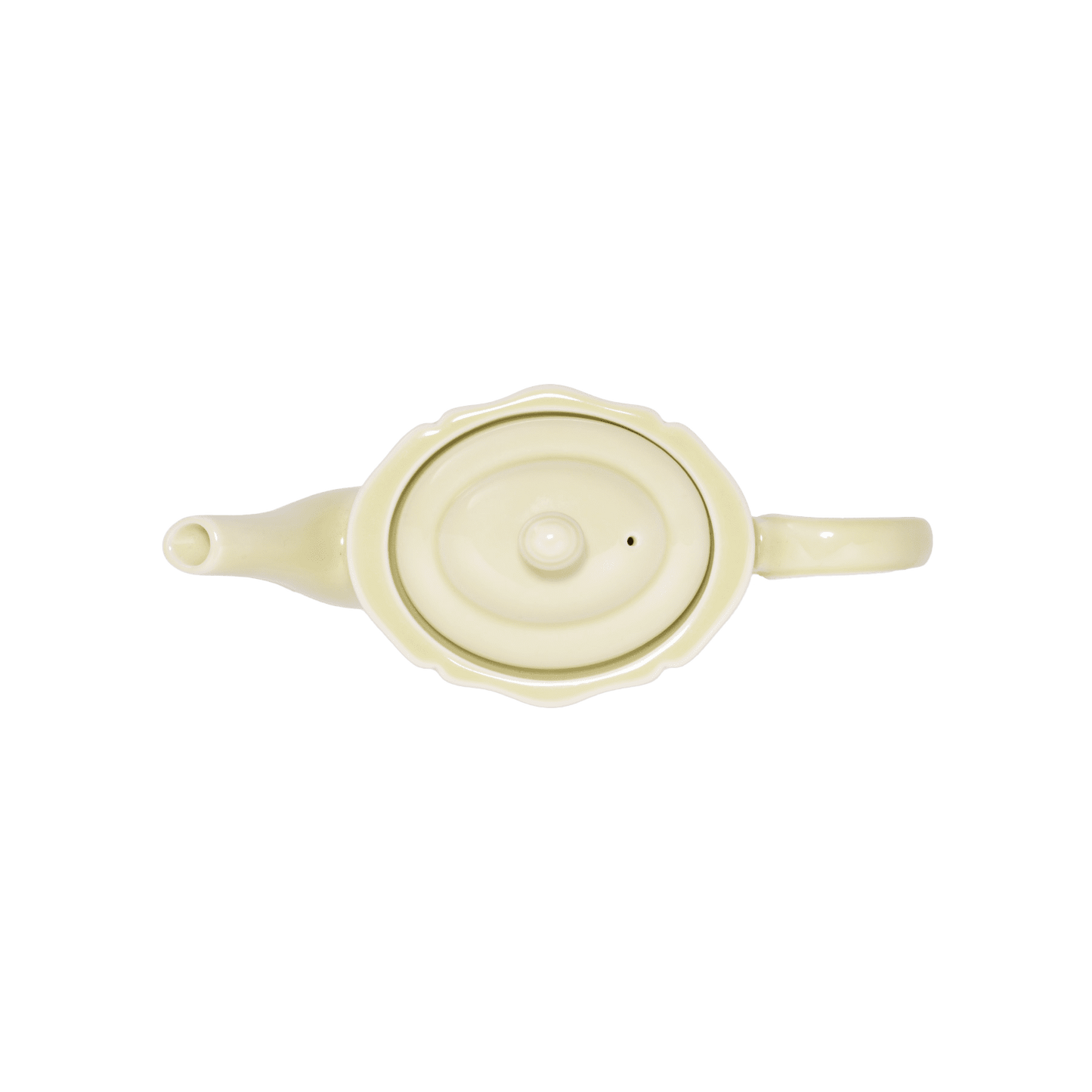 An aerial shot of Studio M' Pungency Teapot in a soft pale green porcelain.