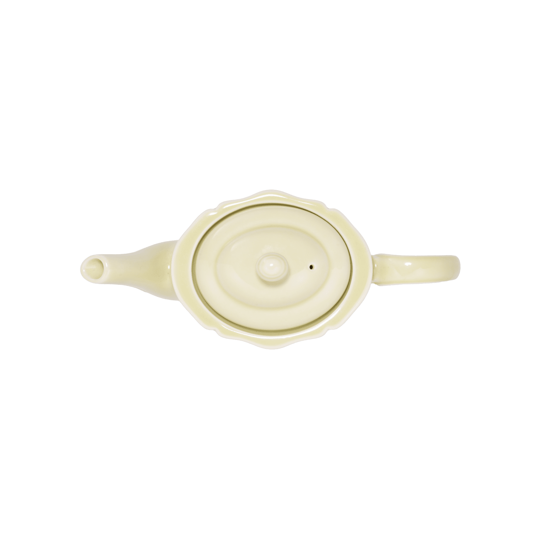 An aerial shot of Studio M' Pungency Teapot in a soft pale green porcelain.