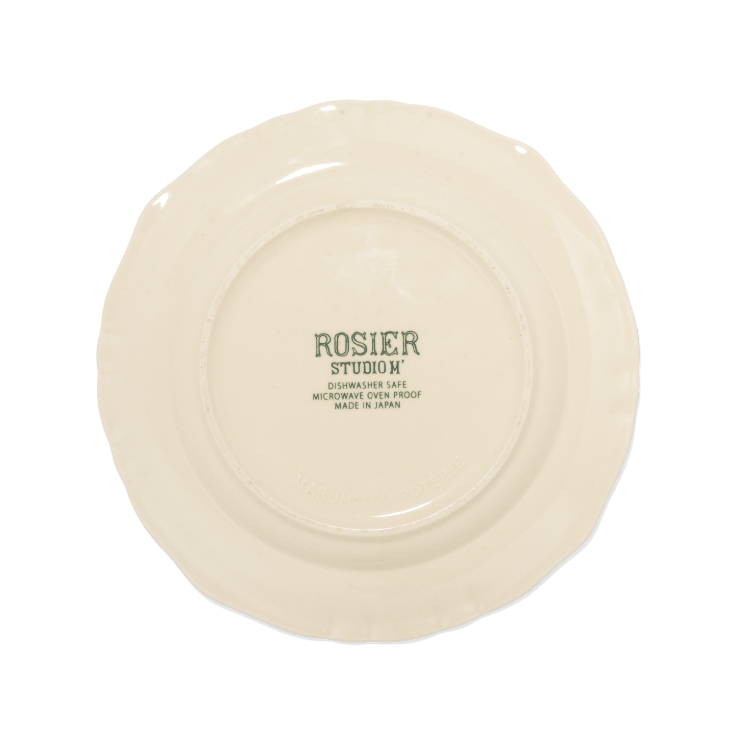 A pack shot of the base of Studio M' Rosier Plate 24cm in a warm, subtle beige glaze.