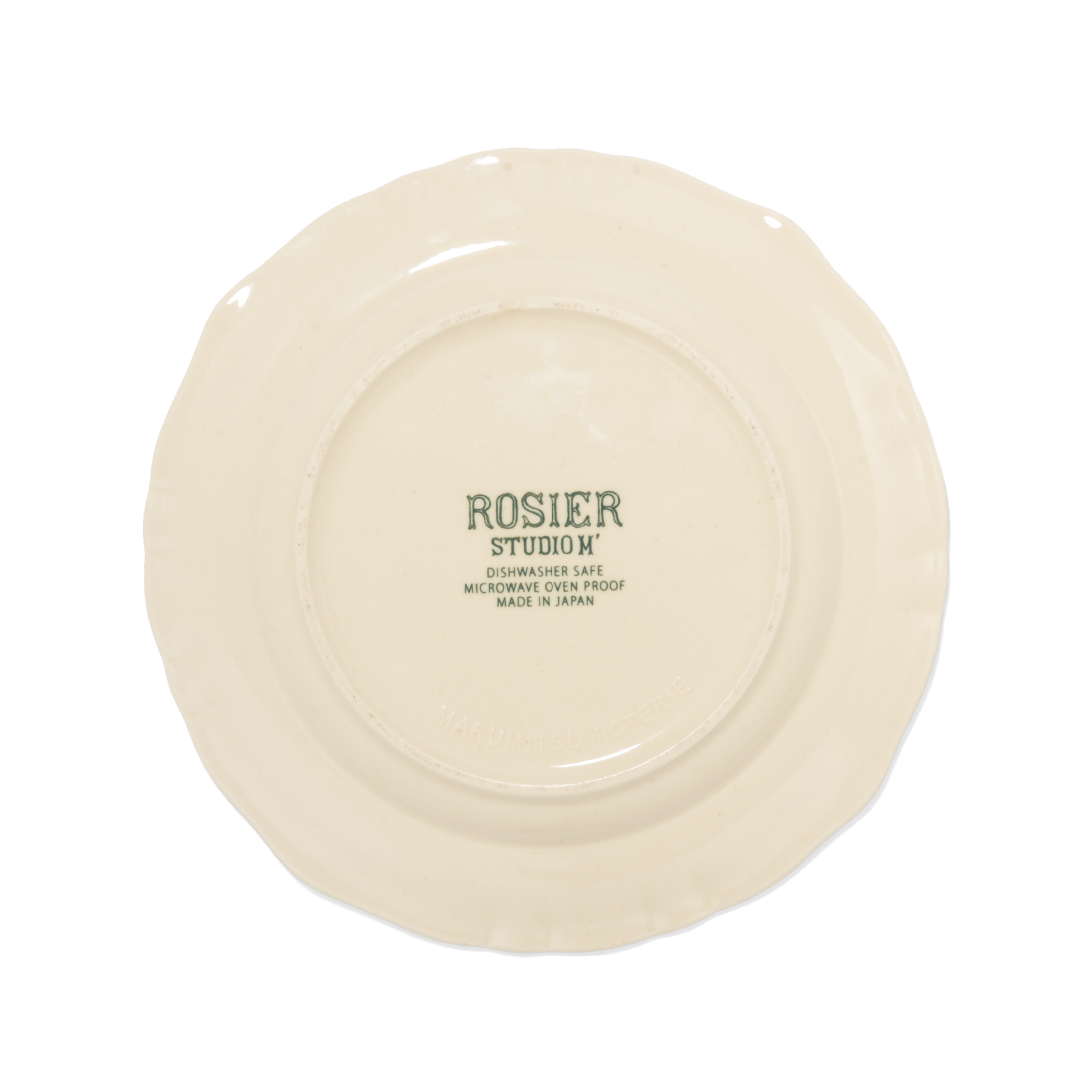 A pack shot of the base of Studio M' Rosier Plate 24cm in a warm, subtle beige glaze.