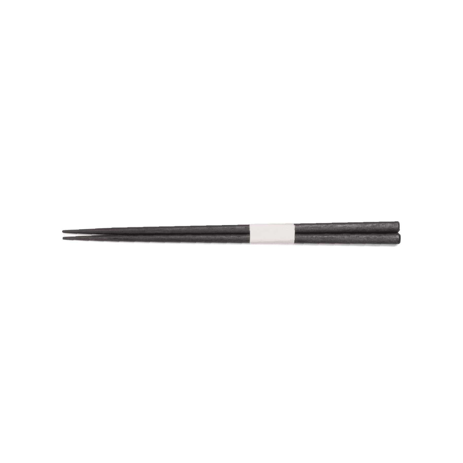 A pack shot of the back of Studio M' Lacquered Chopsticks 23cm featuring a sleek, minimalist profile and a subtle matte black wipe-lacquer finish over natural wood grain.