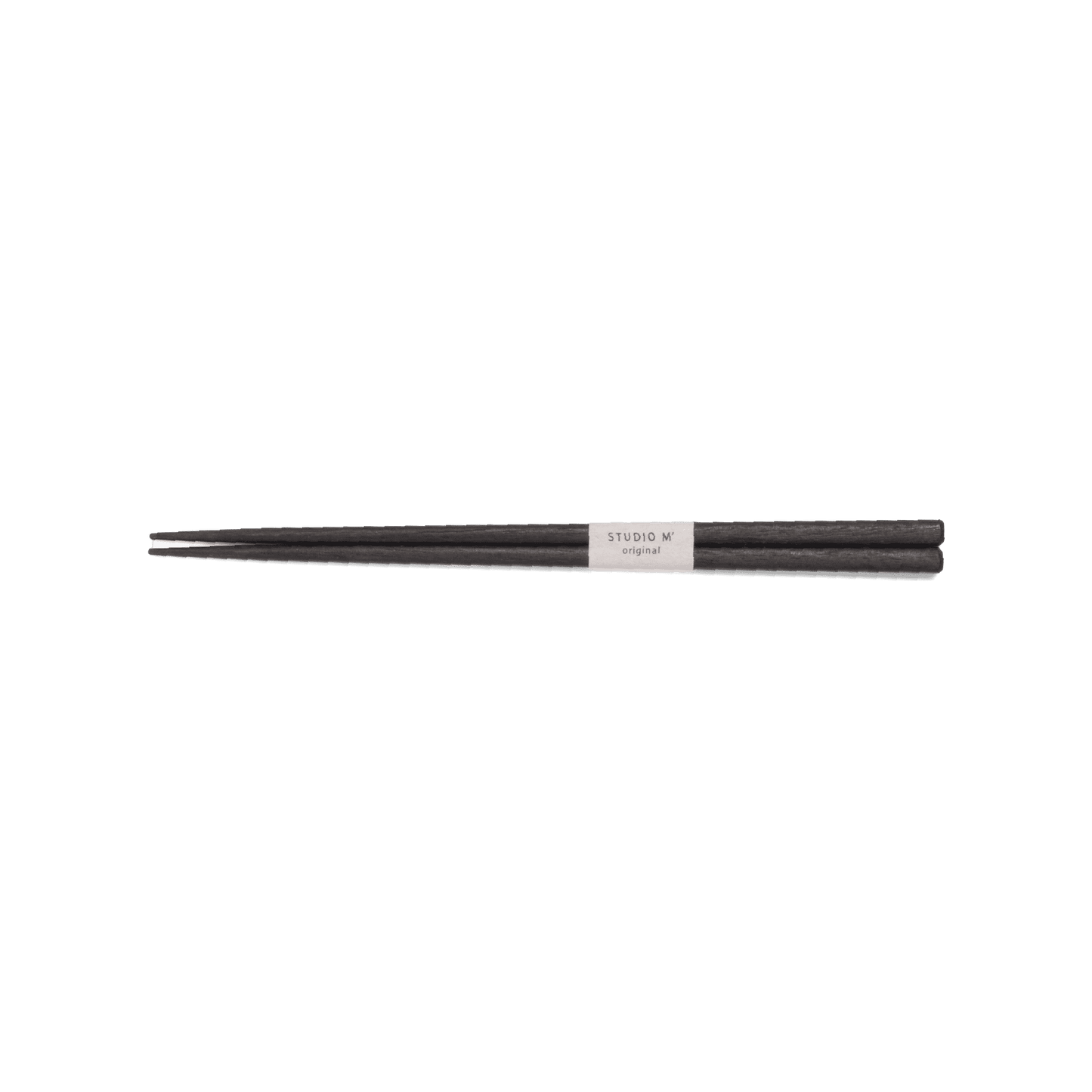 A pack shot of Studio M' Lacquered Chopsticks 23cm featuring a sleek, minimalist profile and a subtle matte black wipe-lacquer finish over natural wood grain.