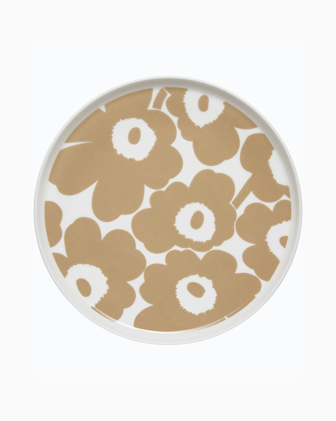 Oiva / Unikko Plate 25cm (White, Beige)