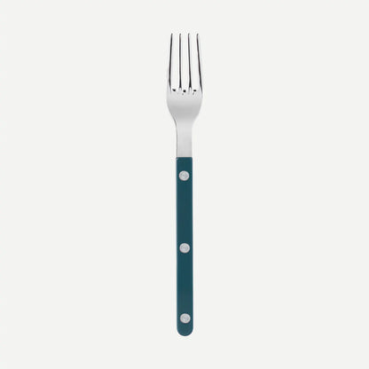 Sabre Paris Bistrot Cake Fork in Aquamarine in shiny finish, French made flatware.