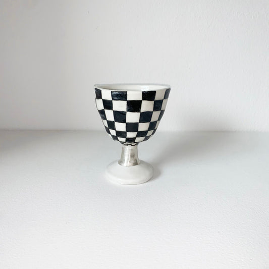 Black Checkerboard Bowl Silver