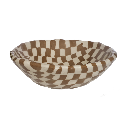 Bowl Marble Check Choco M