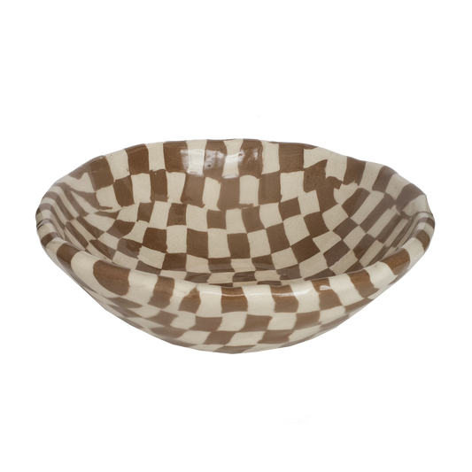 Bowl Marble Check Choco M